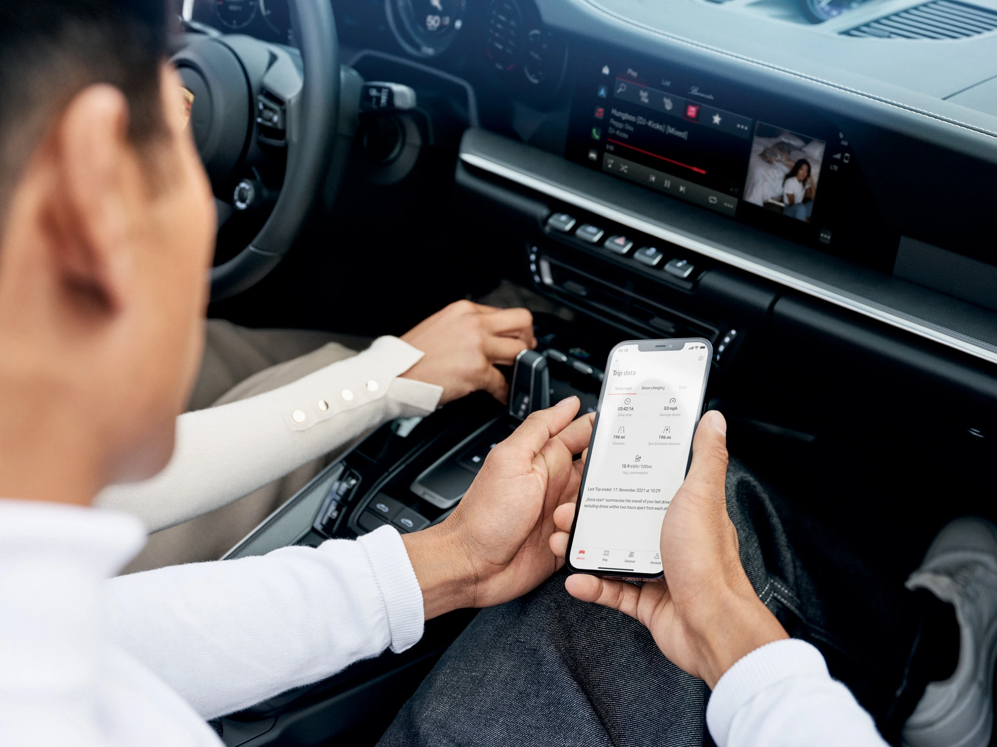 Data on app screen in car